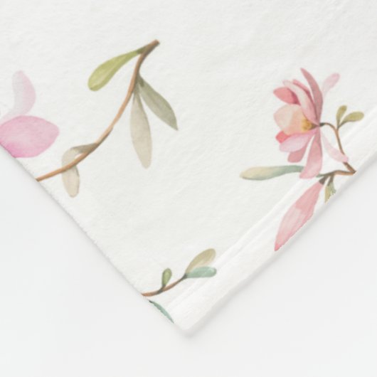 Monogram | Zacht roze Waterverf ventilatorpatroon Fleece Deken (Hoek)