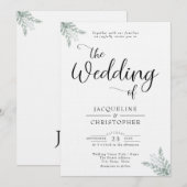 Monogram Zacht Witte Eucalyptus Weddenschap Kaart (Voorkant / Achterkant)