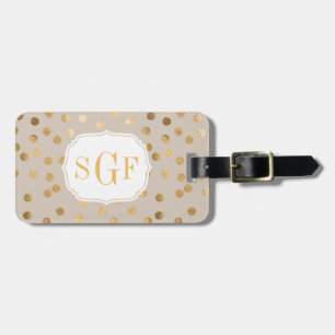 Monogram Zachte Tan en Gold Glitter City Stippen Bagagelabel