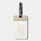 Monogram Zachte Tan en Gold Glitter City Stippen Bagagelabel (Achterkant verticaal)