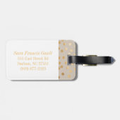 Monogram Zachte Tan en Gold Glitter City Stippen Bagagelabel (Achterkant horizontaal)