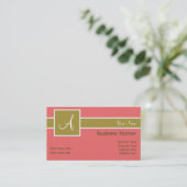 Monogram Zalm en Sage Visitekaartjes (Staand voorkant)