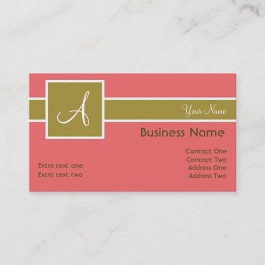 Monogram Zalm en Sage Visitekaartjes (Voorkant)