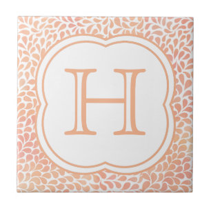 Monogram zalm roze waterverf laat keramisch tegels tegeltje