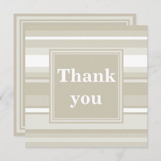 Monogram zandsteen strepen bedankkaart (Voorkant / Achterkant)