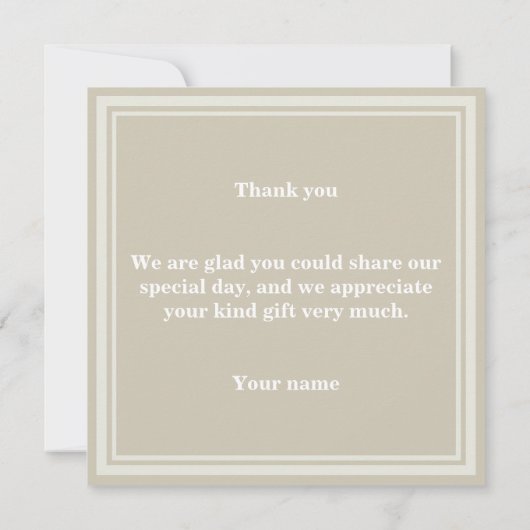 Monogram zandsteen strepen bedankkaart (Achterkant)