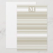 Monogram zandsteen strepen briefpapier (Voorkant / Achterkant)