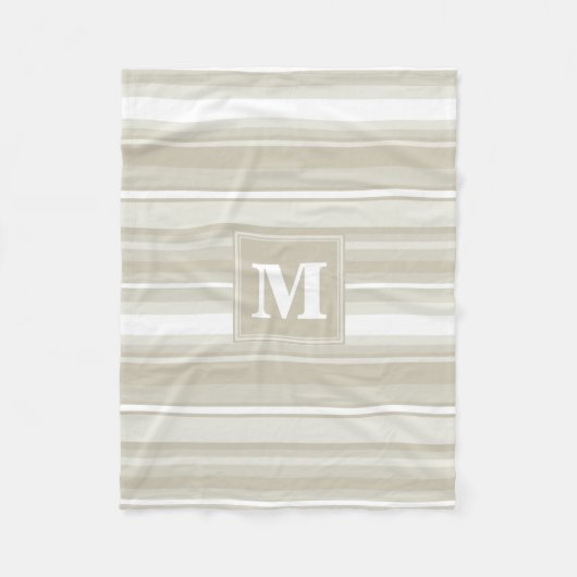 Monogram zandsteen strepen fleece deken (Voorkant)