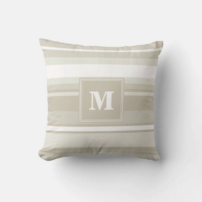 Monogram zandsteen strepen kussen (Voorkant)