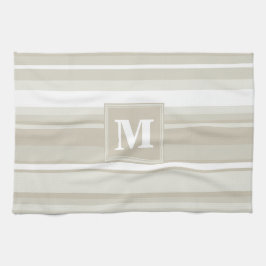 Monogram zandsteen strepen theedoek