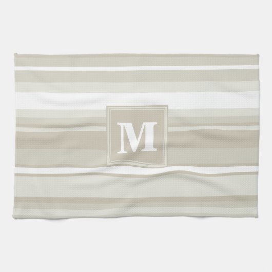 Monogram zandsteen strepen theedoek (Horizontaal)