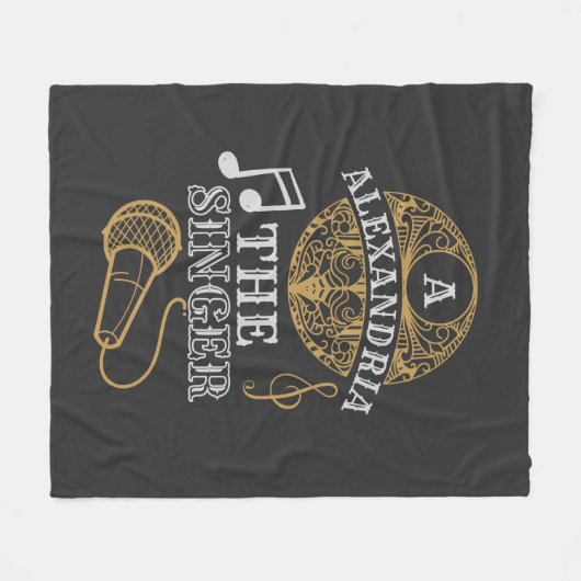  monogram zanger grappige muziekmicrofoon fleece deken (Voorkant (Horizontaal))