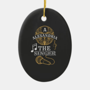 monogram zanger grappige muziekmicrofoon keramisch ornament