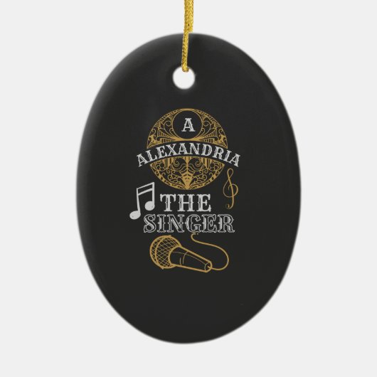  monogram zanger grappige muziekmicrofoon keramisch ornament (Voorkant)