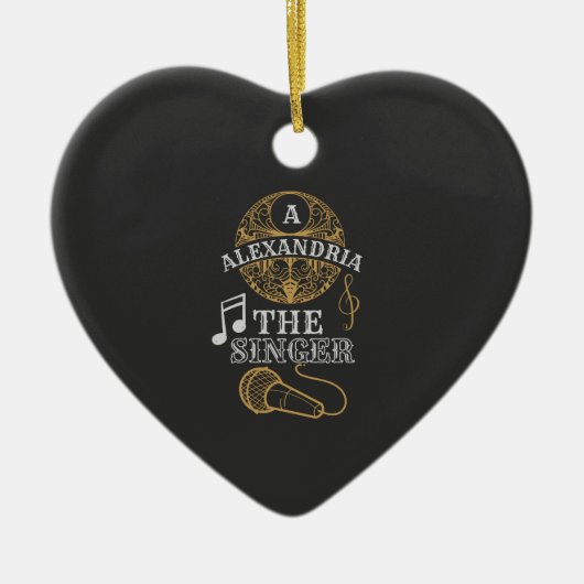  monogram zanger grappige muziekmicrofoon keramisch ornament (Voorkant)