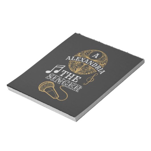  monogram zanger grappige muziekmicrofoon notitieblok (Linkerzijde)