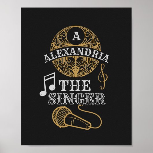  monogram zanger grappige muziekmicrofoon poster (Voorkant)