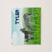 Monogram Zebra Animal Jigzaag Puzzle voor kinderen Legpuzzel (Verticaal)