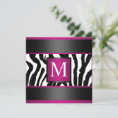 Monogram Zebra Birthday Kaart (Staand voorkant)
