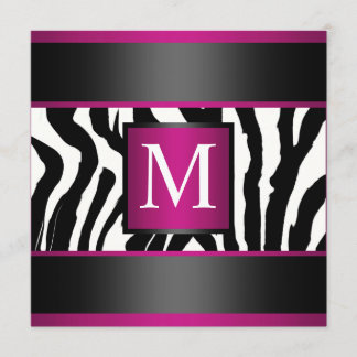 Monogram Zebra Birthday Kaart