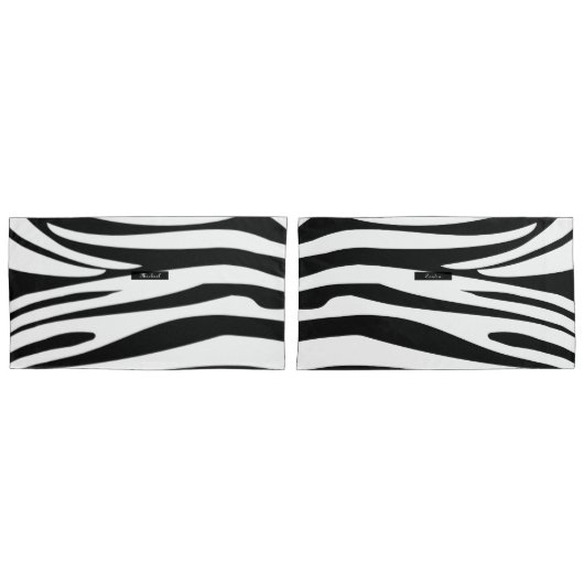 Monogram Zebra black & white stripes print pattern Kussensloop (Voorkant-Set)