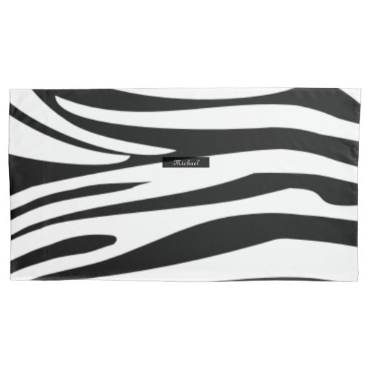Monogram Zebra black & white stripes print pattern Kussensloop (Voorkant-Links)