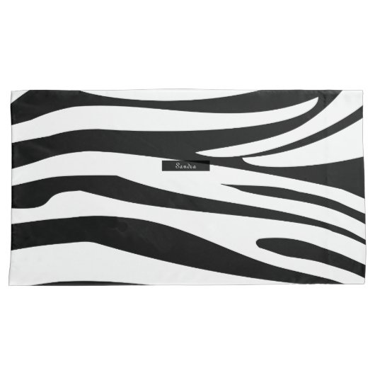 Monogram Zebra black & white stripes print pattern Kussensloop (Voorkant-Rechts)