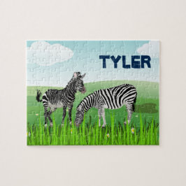 Monogram Zebra Dieren Legpuzzel voor Kinderen