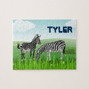 Monogram Zebra Dieren Legpuzzel voor Kinderen