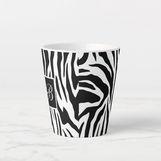 Monogram Zebra dierpatroon Latte Mok (Voorkant)