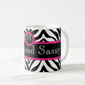 Monogram zebra en kant Chic en Sassy Koffiemok (Voorkant rechts)