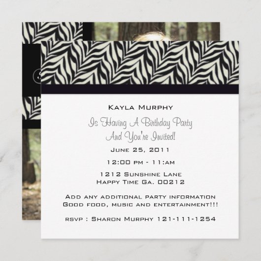 Monogram Zebra Kaart (Voorkant / Achterkant)