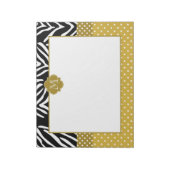 Monogram Zebra met Gold Polka Dot Pattern Notitieblok (Linkerzijde)