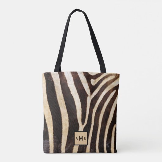 Monogram Zebra met laag oppervlak afdrukken Canvas Tote Bag (Achterkant)