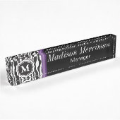 Monogram Zebra Paarse balk Naambordje