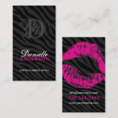 MONOGRAM ZEBRA PRINT MAKEUP ARTIST VISITEKAARTJE (Voorkant / Achterkant)
