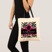 Monogram Zebra Print & Pink Lace Tote Bag (Voorkant (product))