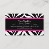 Monogram Zebra Print & Pink Lace Visitekaartje (Achterkant)