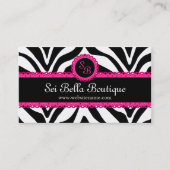 Monogram Zebra Print & Pink Lace Visitekaartje (Voorkant)