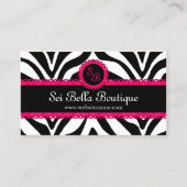 Monogram Zebra Print & Pink Lace Visitekaartje (Voorkant)
