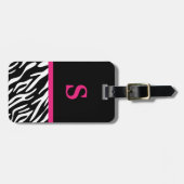 Monogram Zebra Print & Roze Bagagelabel (Voorkant horizontaal)