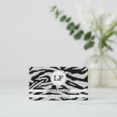 Monogram | Zebra Print Visitekaartje (Staand voorkant)