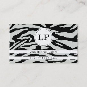 Monogram   Zebra Print Visitekaartje