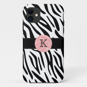 Monogram Zebra Print Volleyball iPhone 5 Hoesje