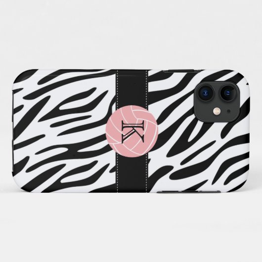 Monogram Zebra Print Volleyball iPhone 5 Hoesje (Achterkant (horizontaal))