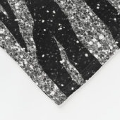 Monogram Zebra Print Zwart en Grijs Zilver Fleece Deken (Hoek)