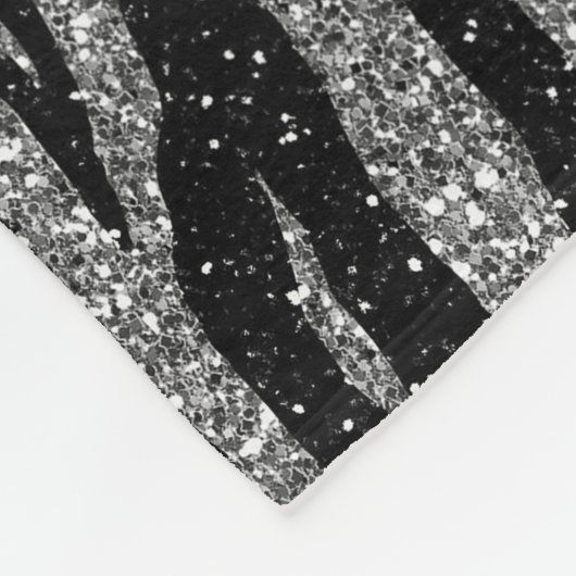 Monogram Zebra Print Zwart en Grijs Zilver Fleece Deken (Hoek)