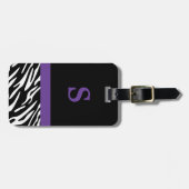 Monogram Zebra Stripe met Paars Bagagelabel (Voorkant horizontaal)