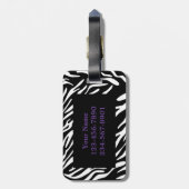 Monogram Zebra Stripe met Paars Bagagelabel (Achterkant verticaal)