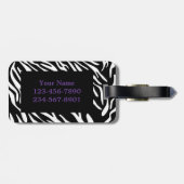 Monogram Zebra Stripe met Paars Bagagelabel (Achterkant horizontaal)